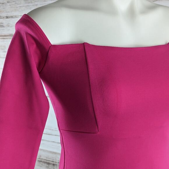 Bardot Off the Shoulder Bright Pink Bodycon Dress sz XS - Picture 3 of 6